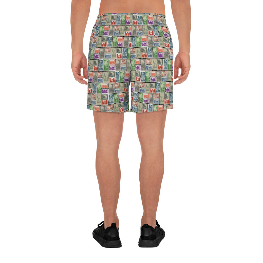National Park Vintage Postage Stamp Men's Recycled Athletic Shorts