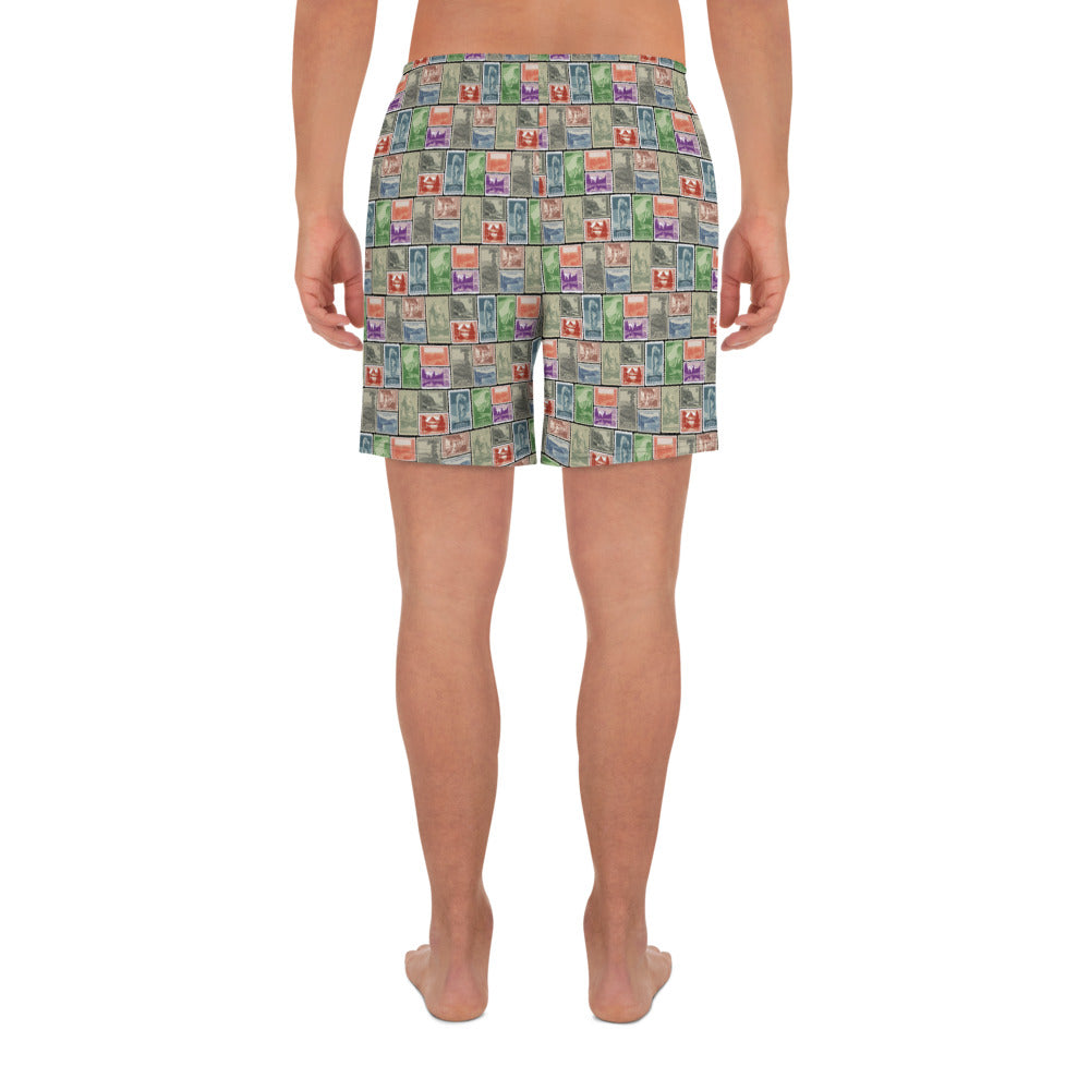 National Park Vintage Postage Stamp Men's Recycled Athletic Shorts