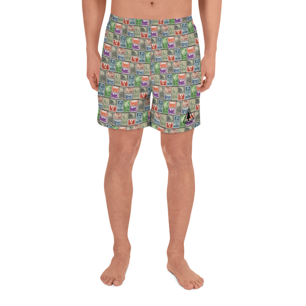 National Park Vintage Postage Stamp Men's Recycled Athletic Shorts