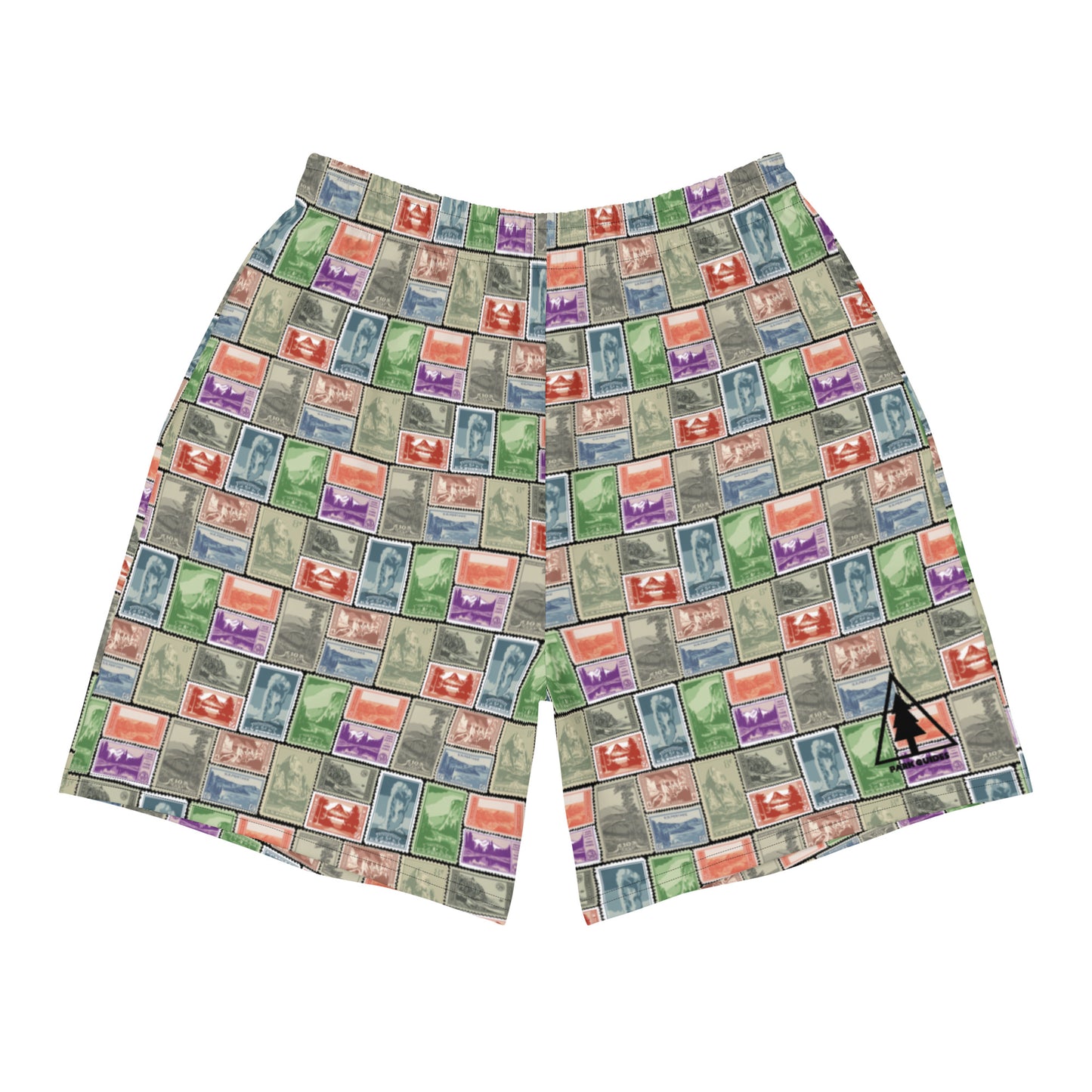 National Park Vintage Postage Stamp Men's Recycled Athletic Shorts