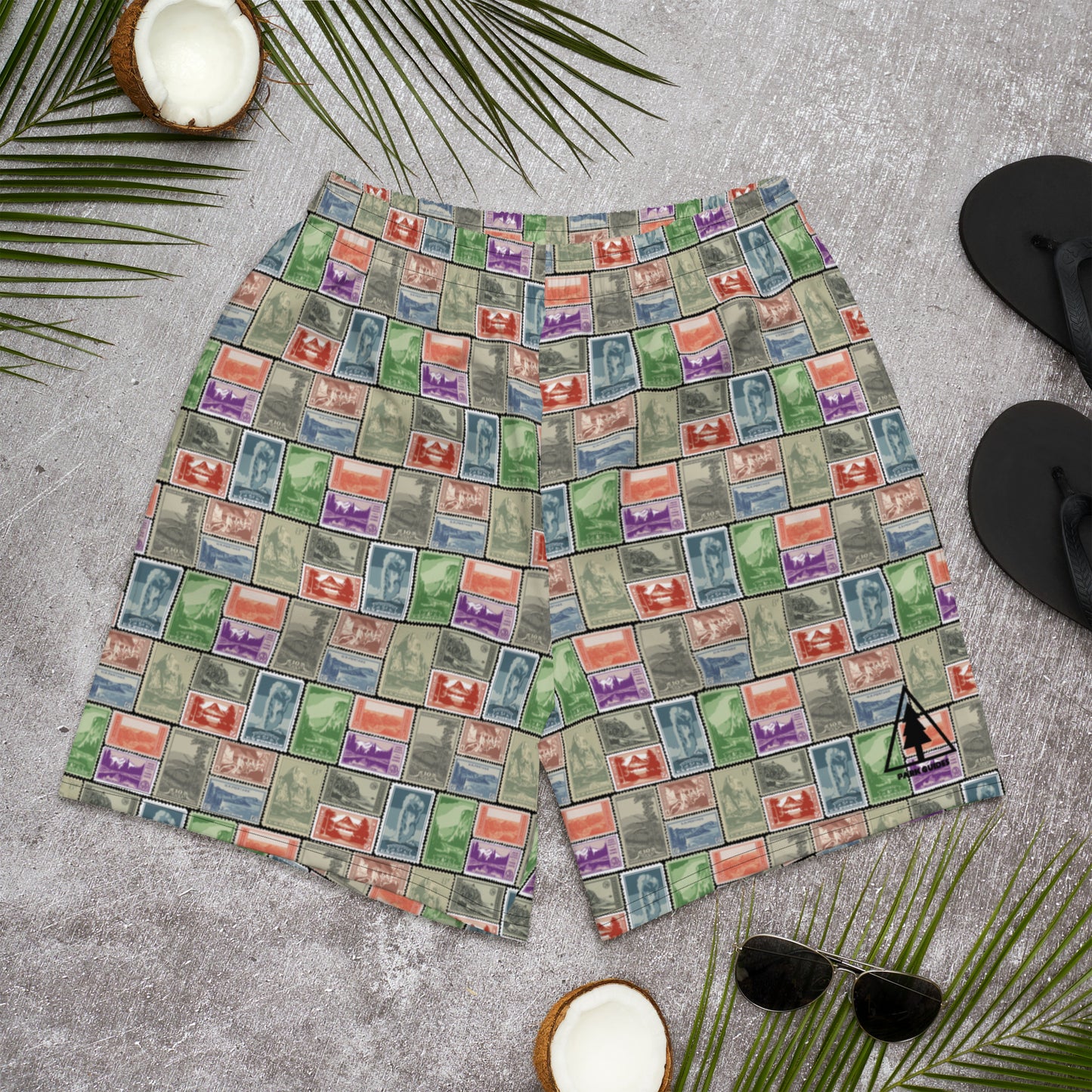National Park Vintage Postage Stamp Men's Recycled Athletic Shorts