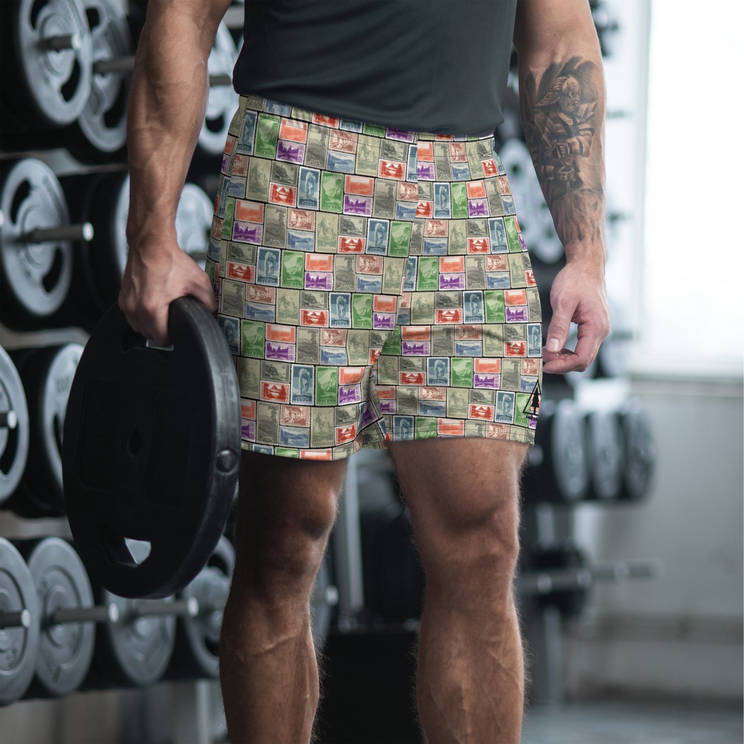 National Park Vintage Postage Stamp Men's Recycled Athletic Shorts