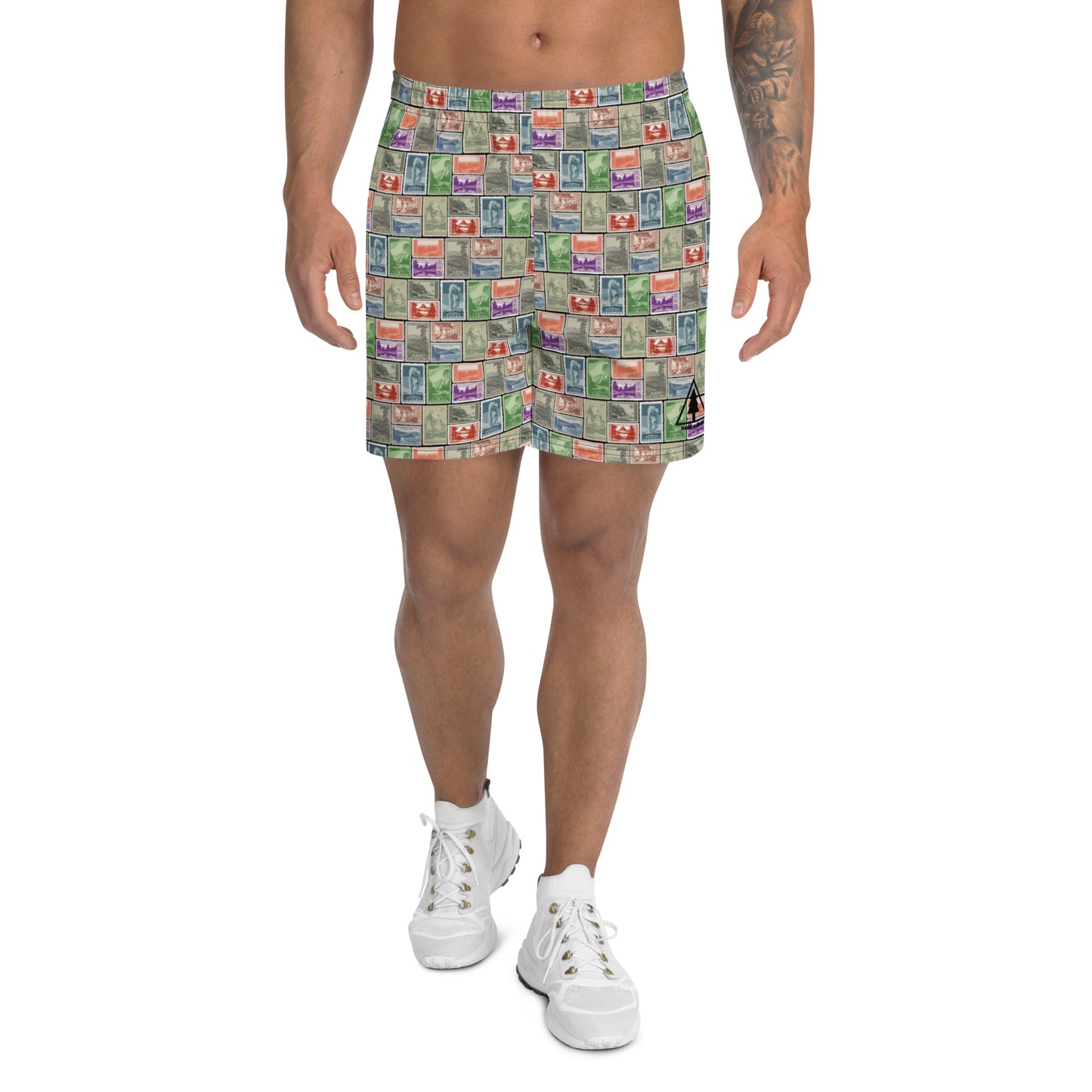 National Park Vintage Postage Stamp Men's Recycled Athletic Shorts