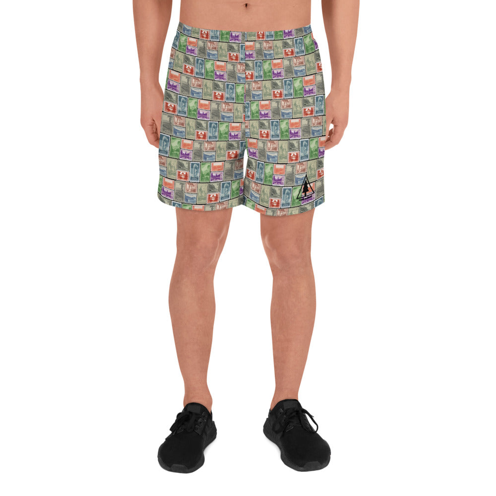 National Park Vintage Postage Stamp Men's Recycled Athletic Shorts