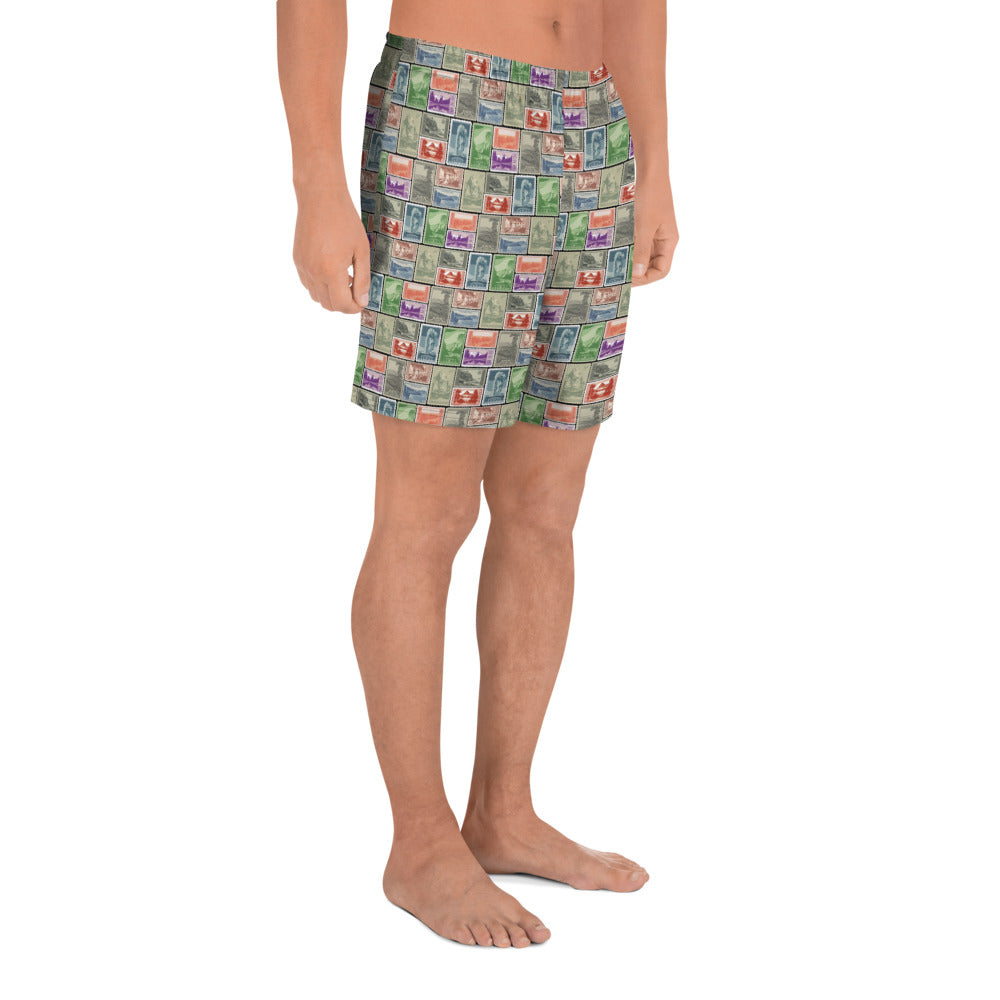 National Park Vintage Postage Stamp Men's Recycled Athletic Shorts