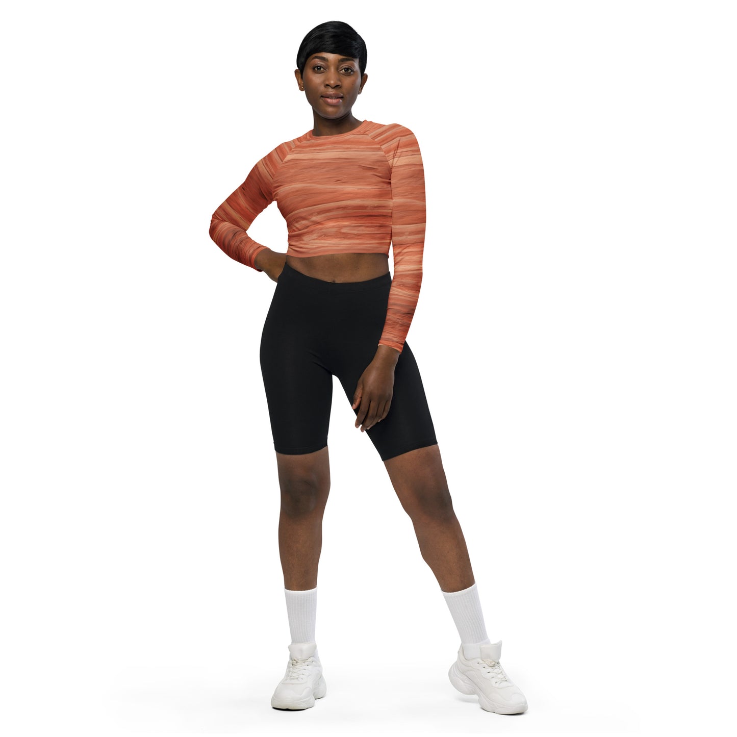 Canyonlands All Over Print Sandstone Grain Recycled long-sleeve crop top