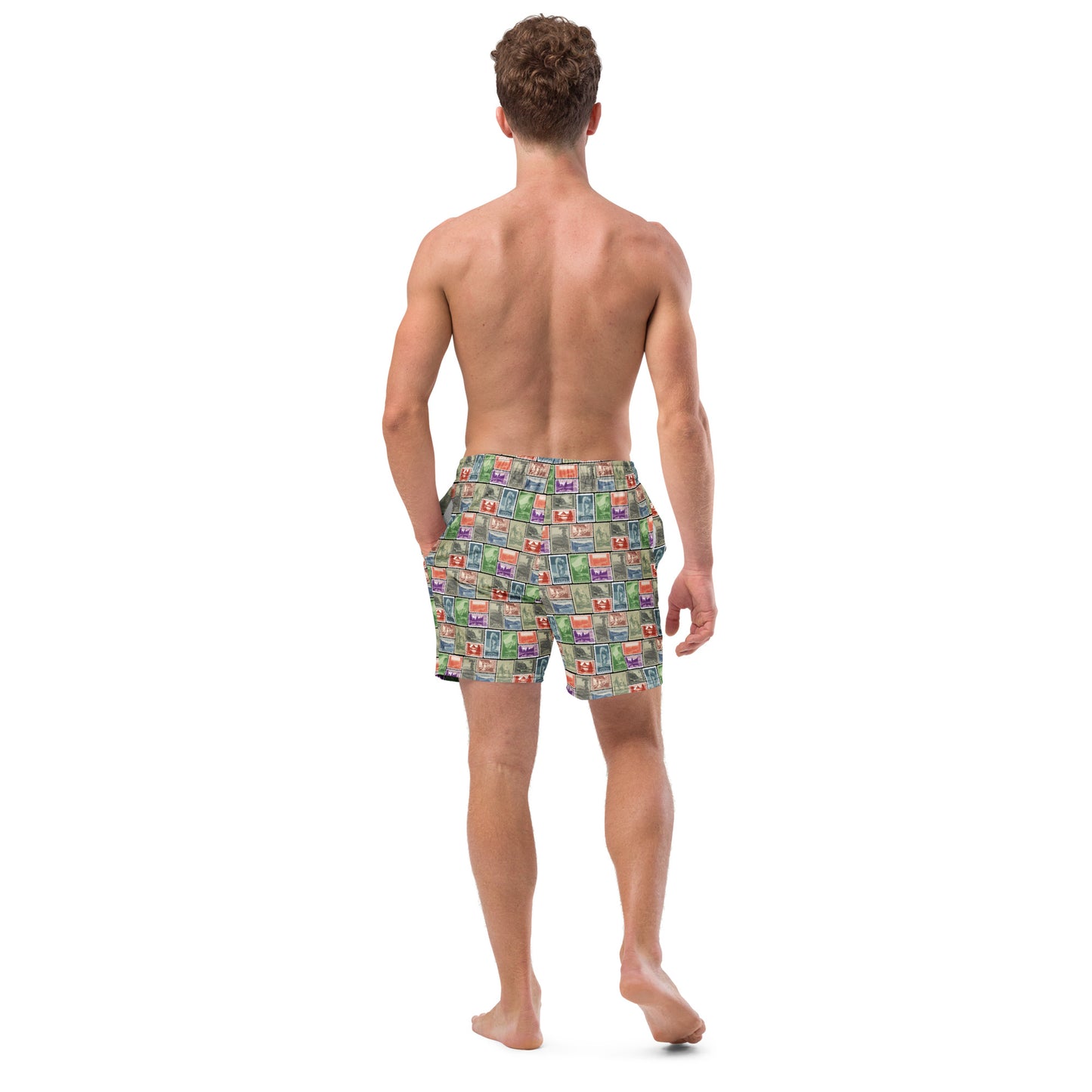 National Park Postage Stamp Recycled Polyester Swim Trunks