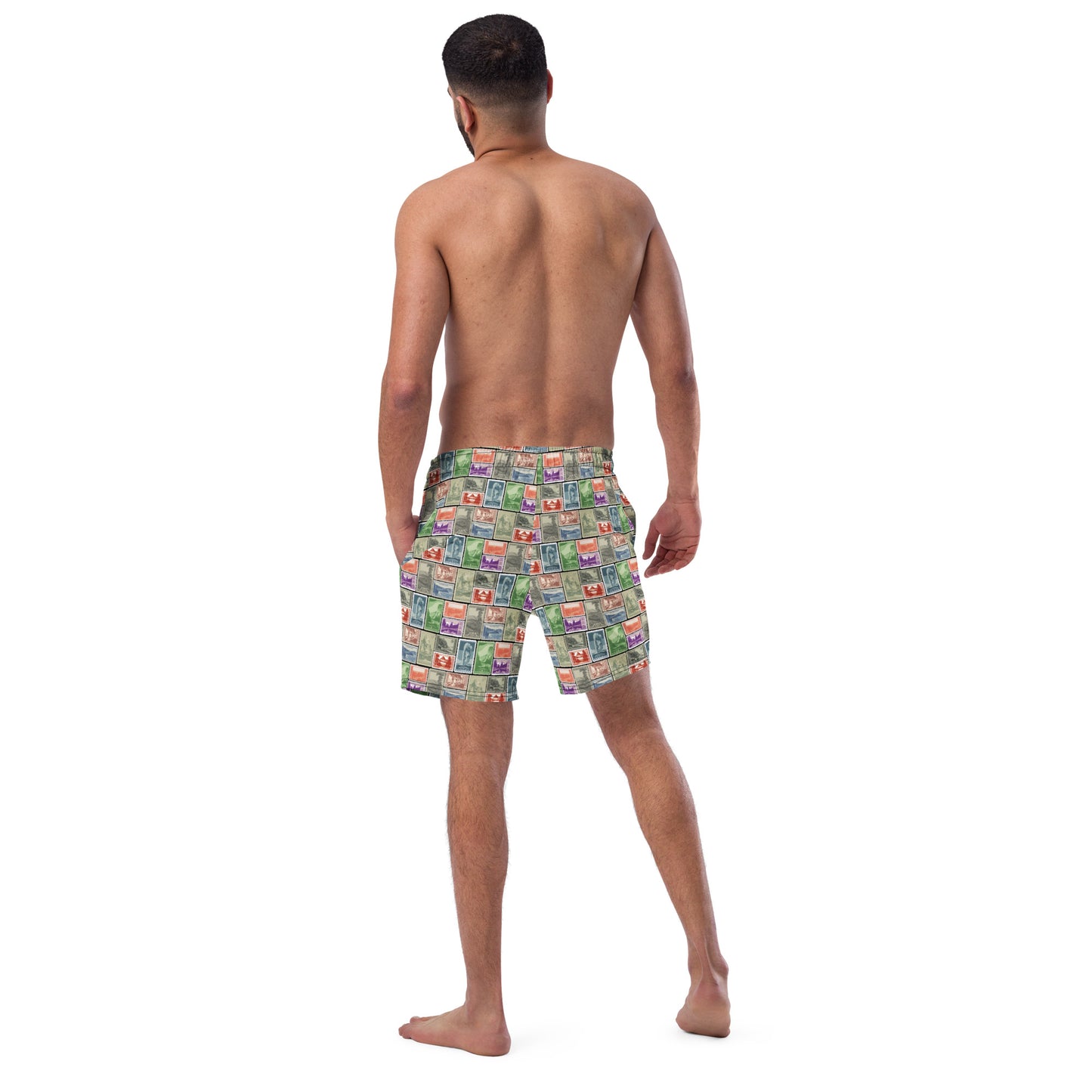 National Park Postage Stamp Recycled Polyester Swim Trunks