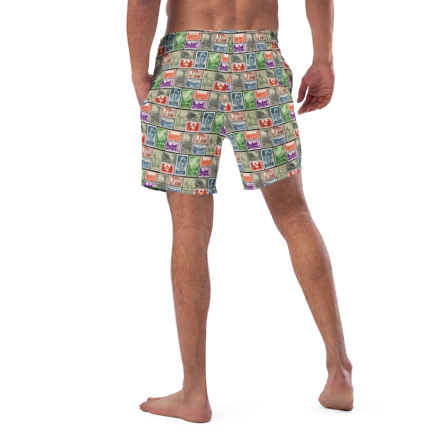 National Park Postage Stamp Recycled Polyester Swim Trunks