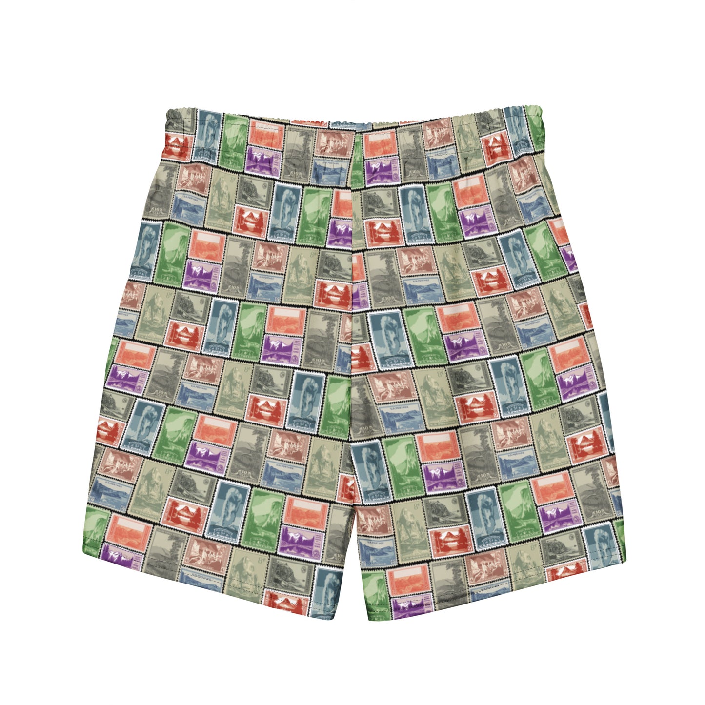 National Park Postage Stamp Recycled Polyester Swim Trunks