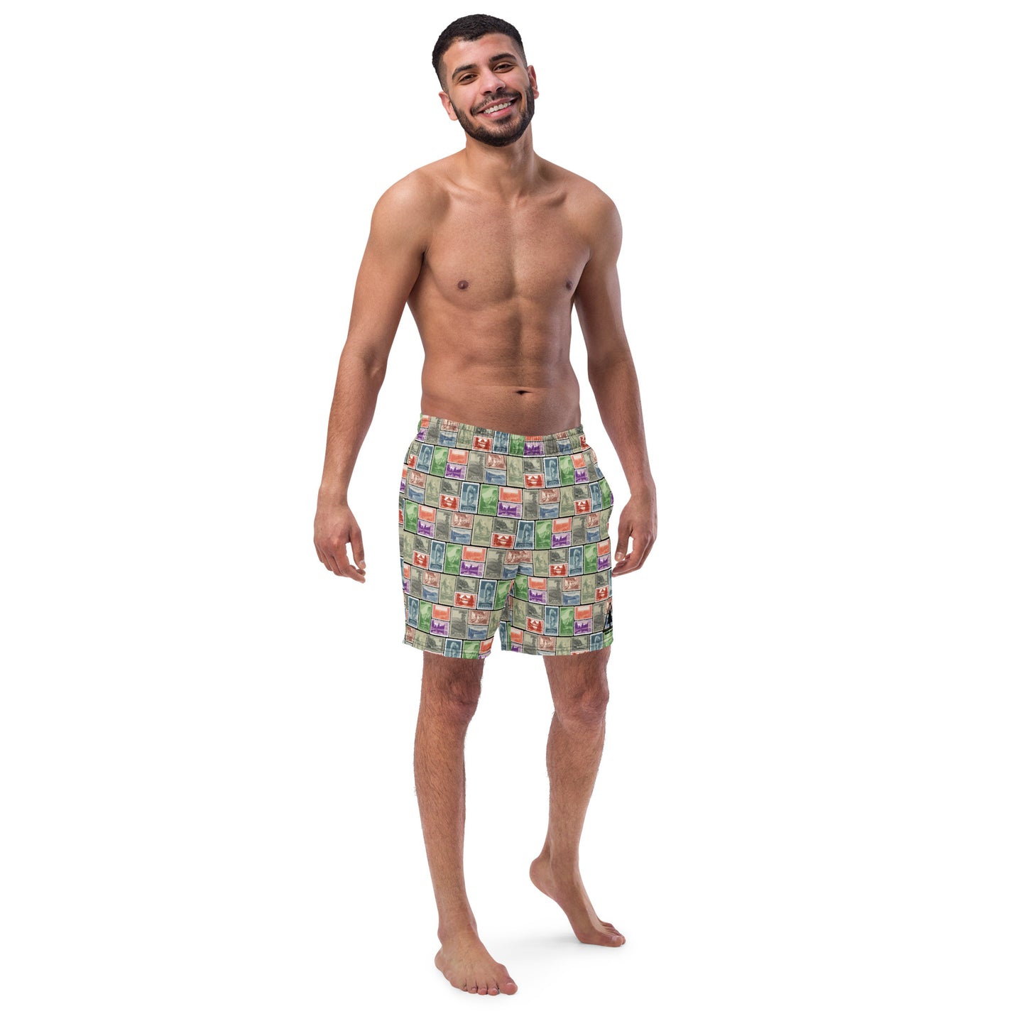 National Park Postage Stamp Recycled Polyester Swim Trunks