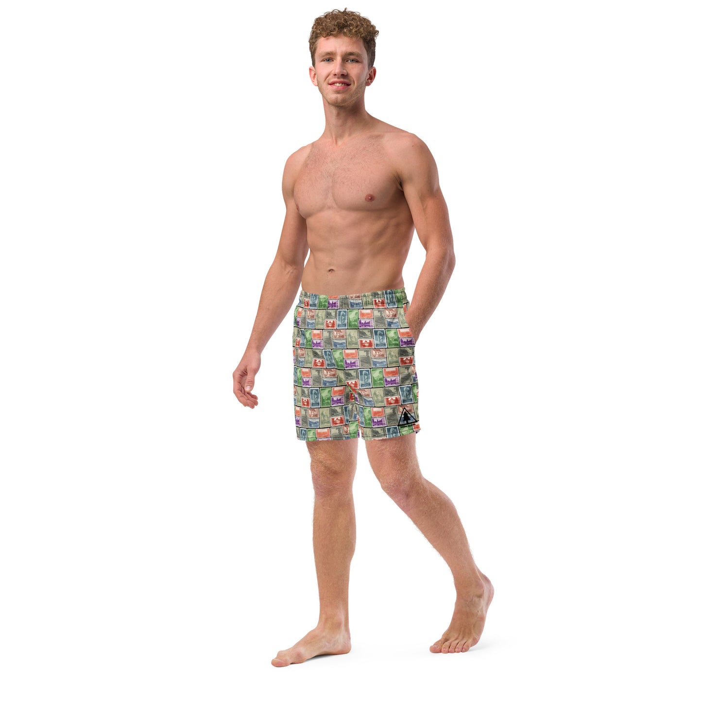 National Park Postage Stamp Recycled Polyester Swim Trunks