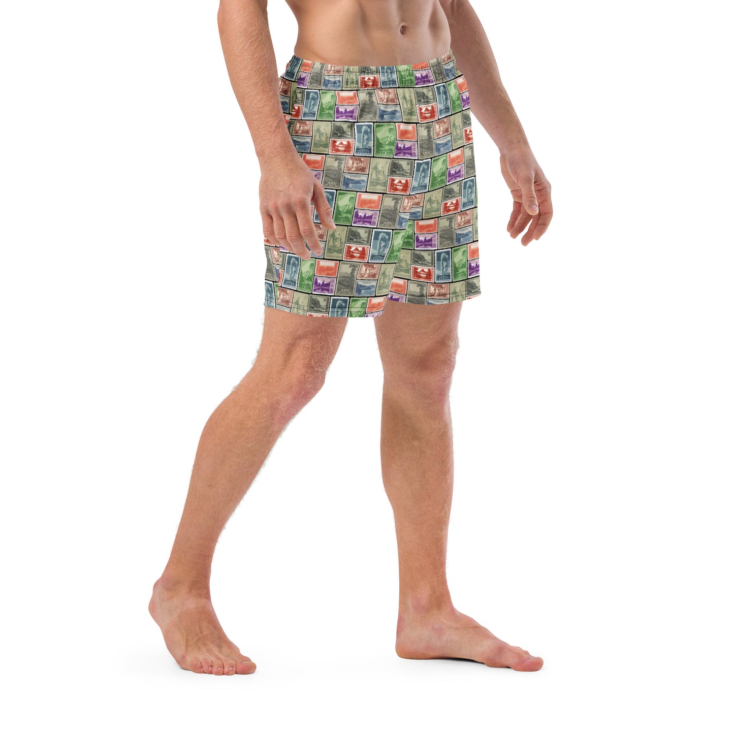 National Park Postage Stamp Recycled Polyester Swim Trunks