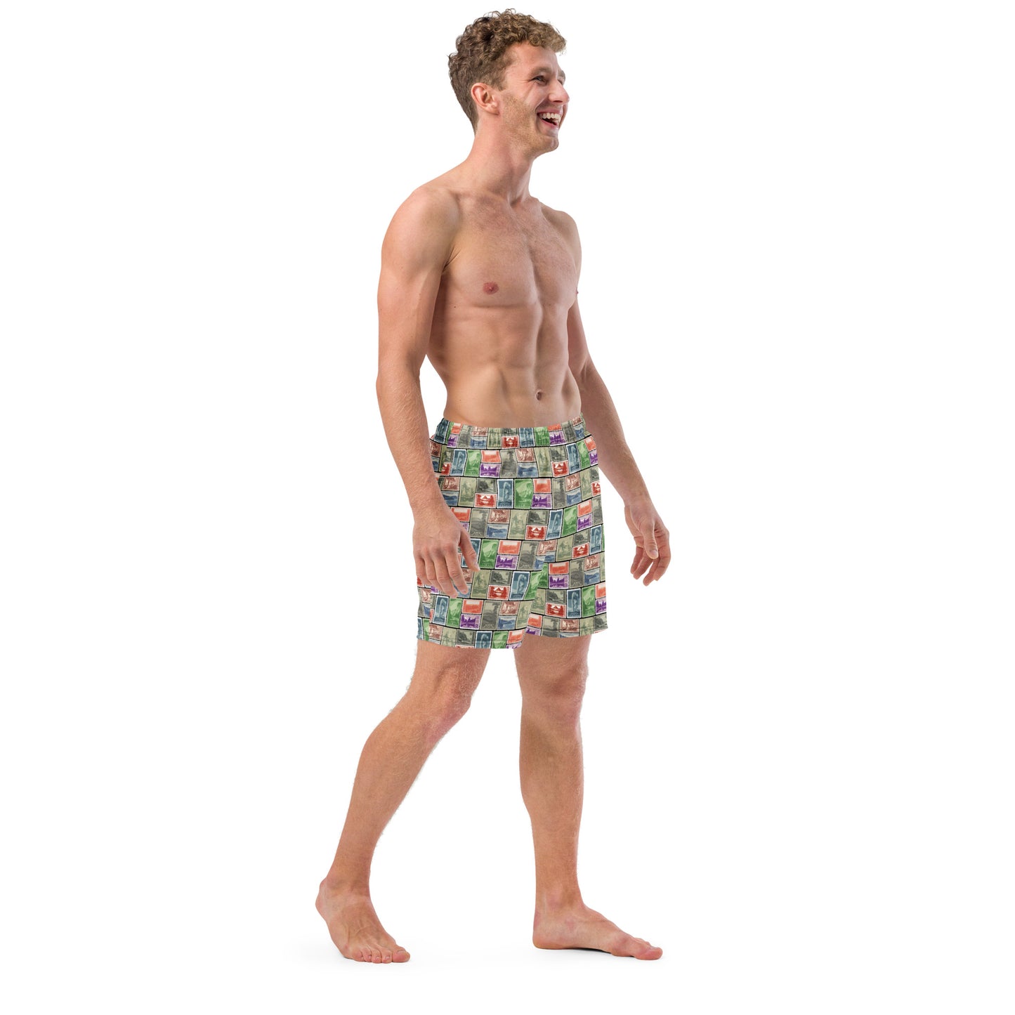 National Park Postage Stamp Recycled Polyester Swim Trunks