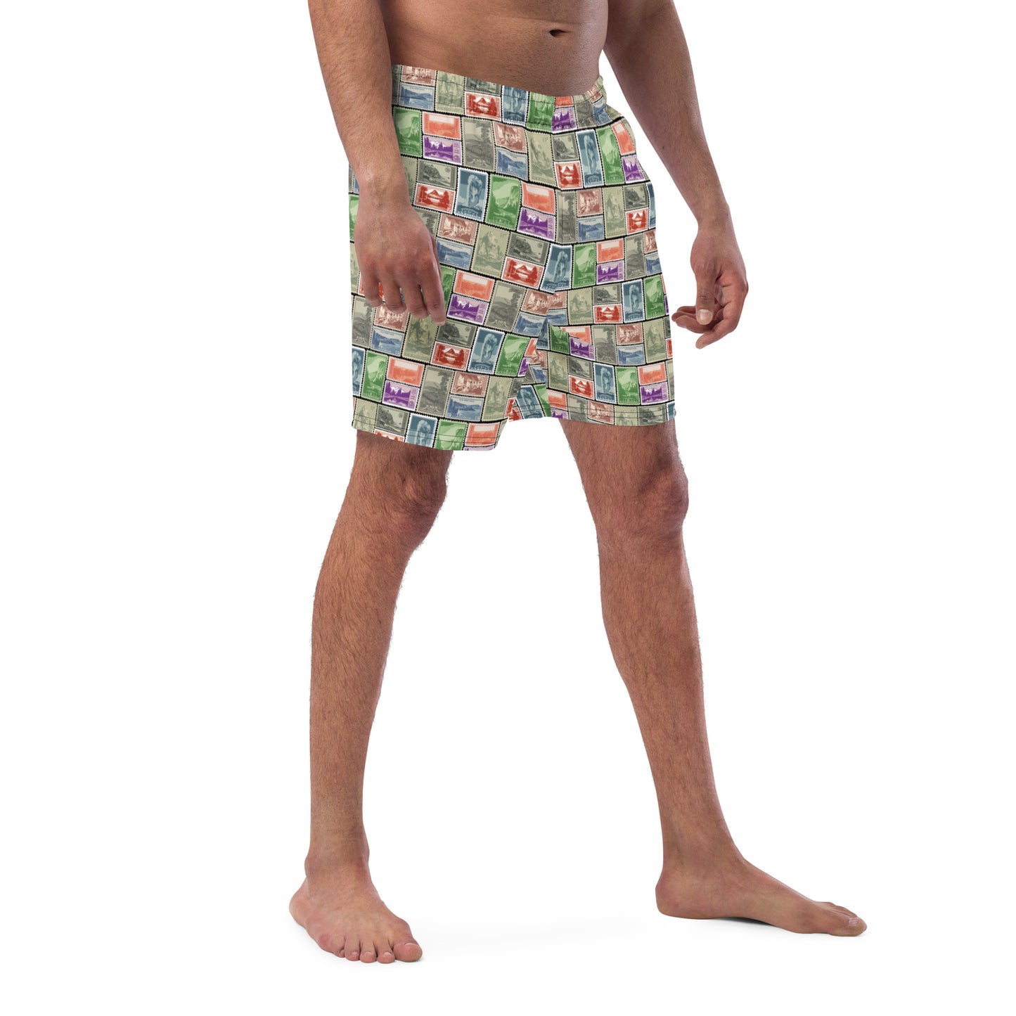 National Park Postage Stamp Recycled Polyester Swim Trunks