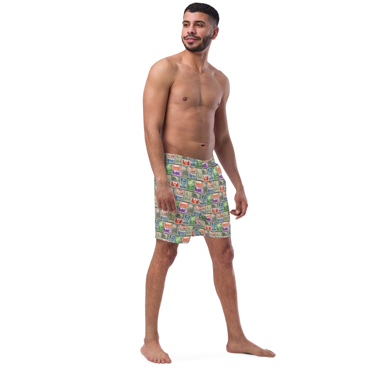 National Park Postage Stamp Recycled Polyester Swim Trunks