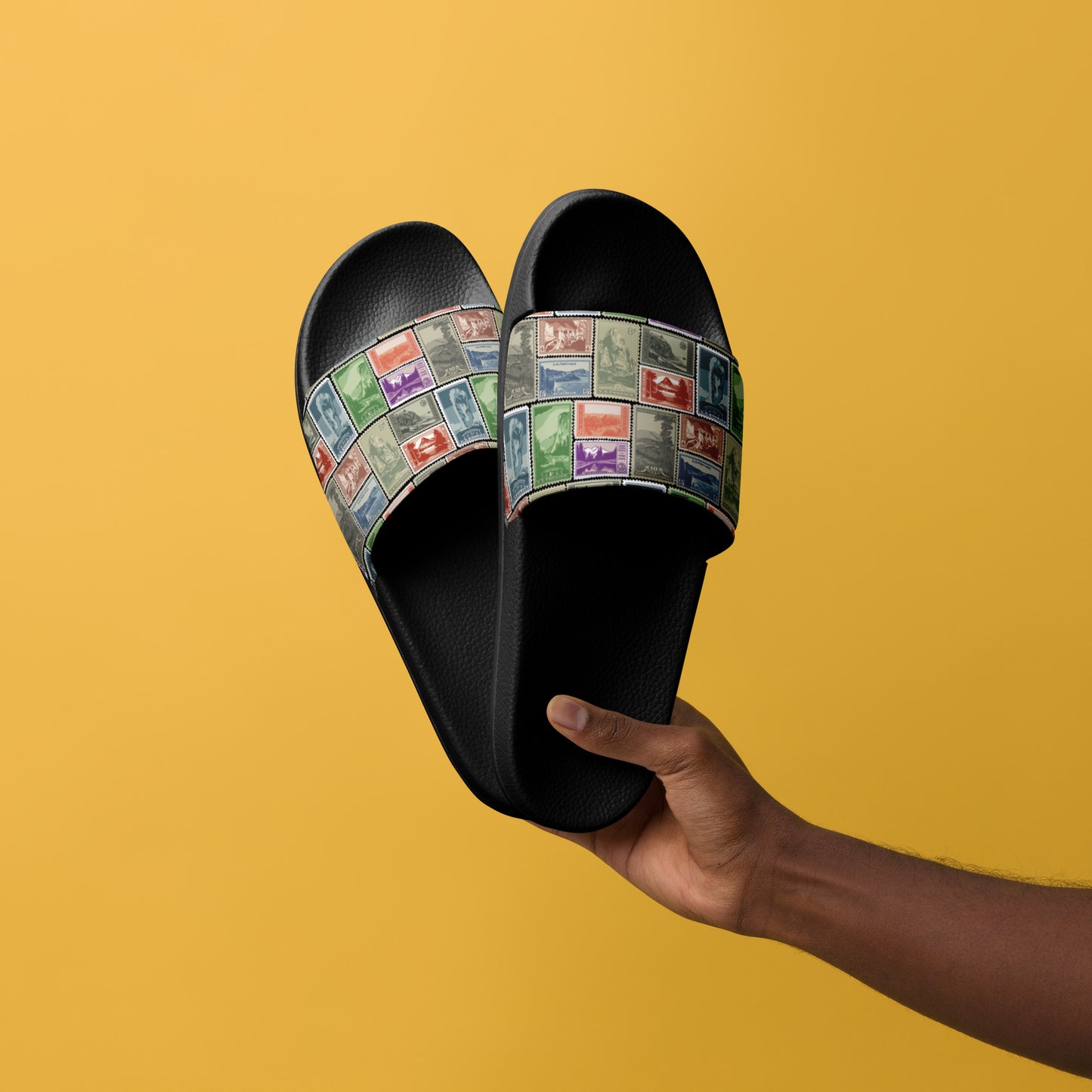 National Park Vintage Postage Stamps Men’s Slides