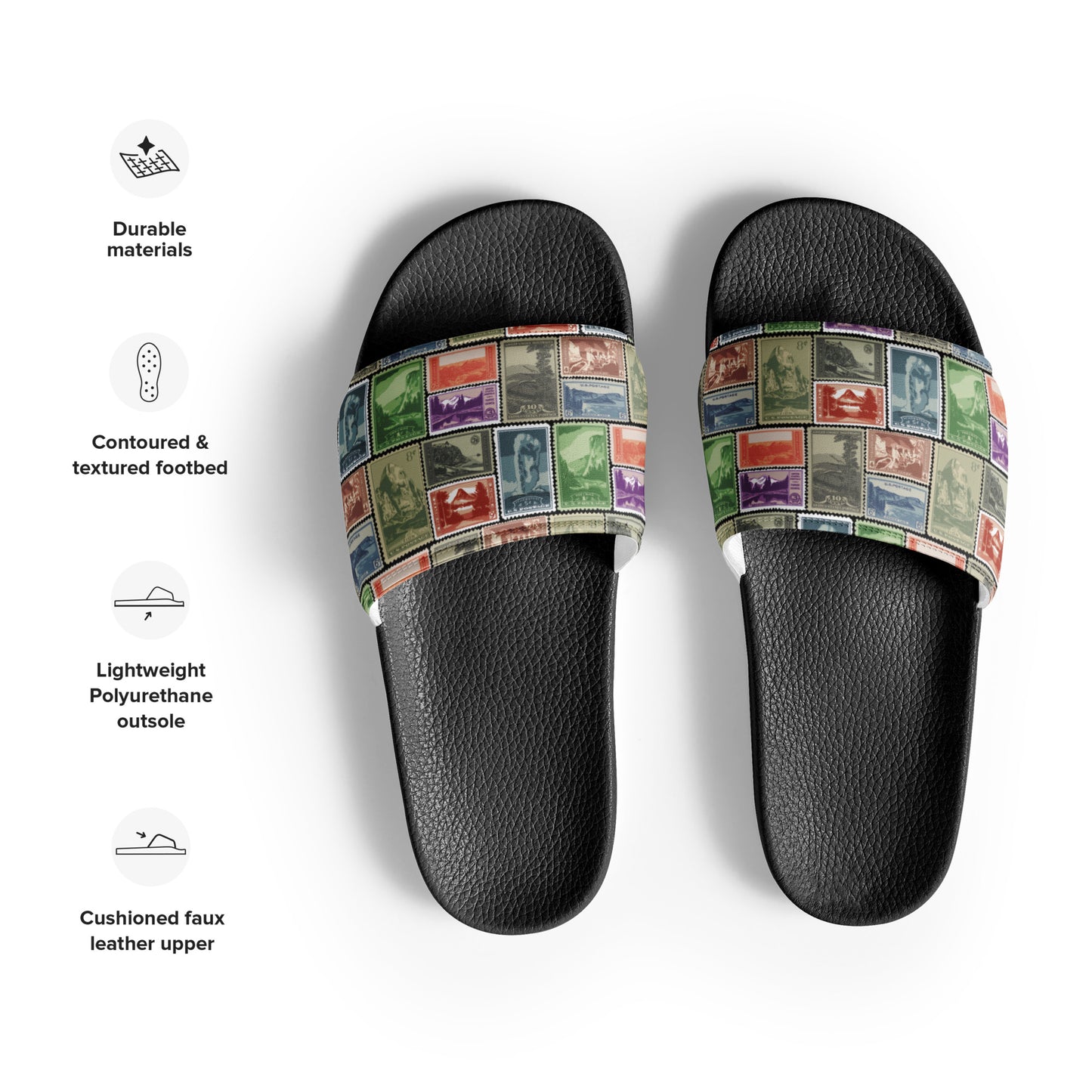 National Park Vintage Postage Stamps Men’s Slides