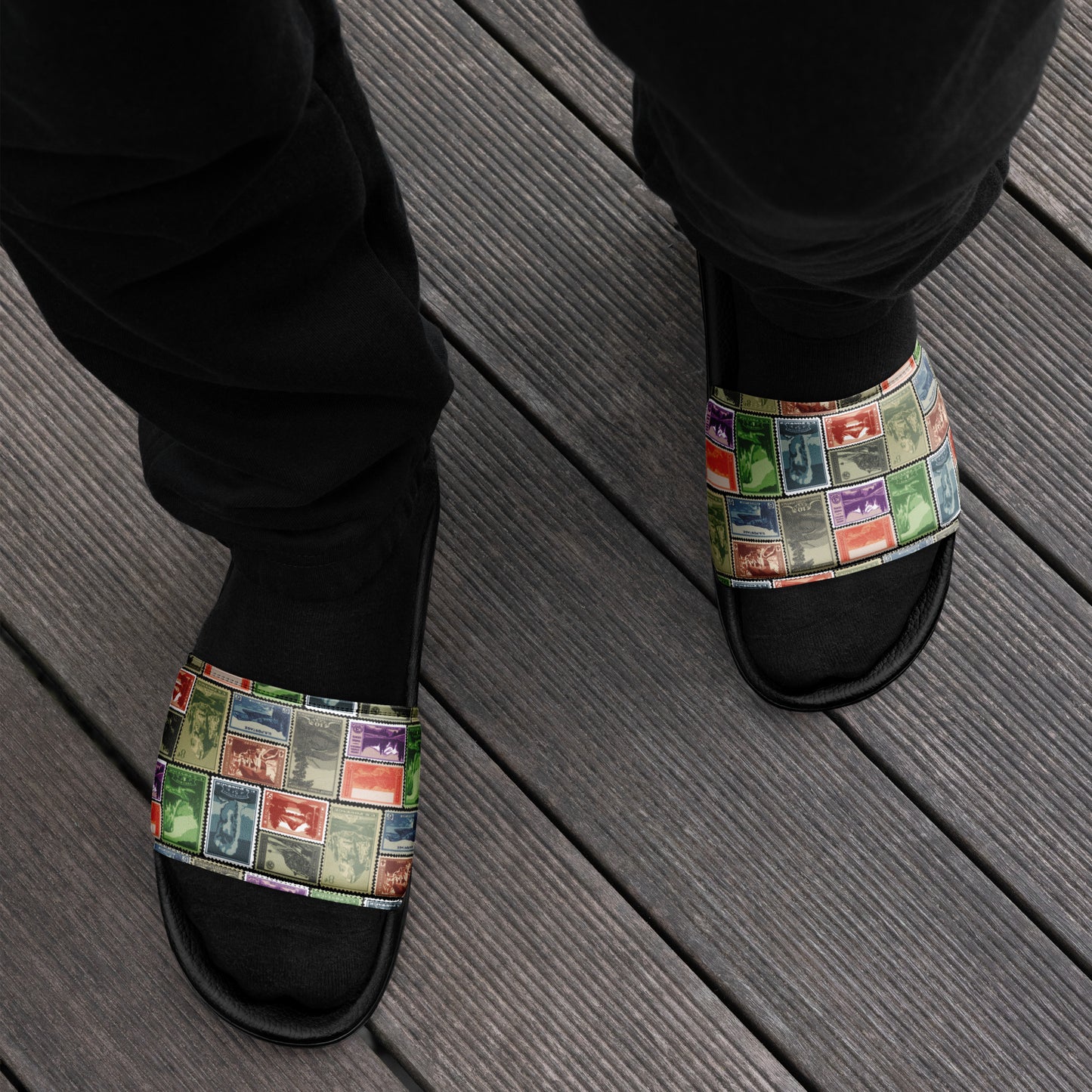 National Park Vintage Postage Stamps Men’s Slides