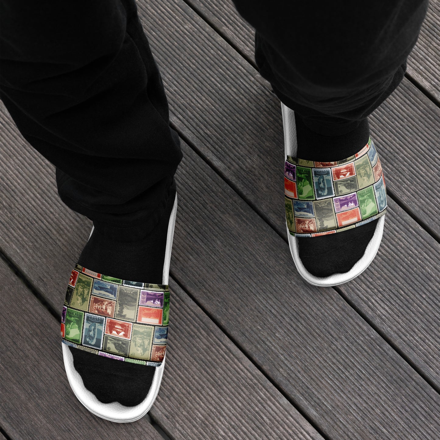 National Park Vintage Postage Stamps Men’s Slides