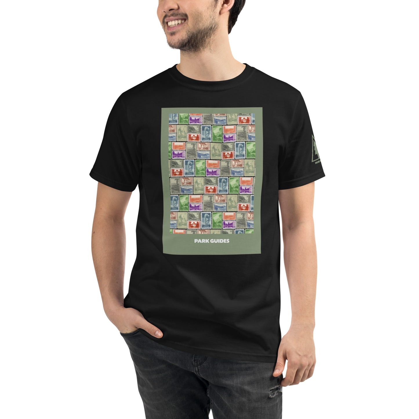 National Park Vintage Post Stamp Organic Cotton Unisex T-Shirt