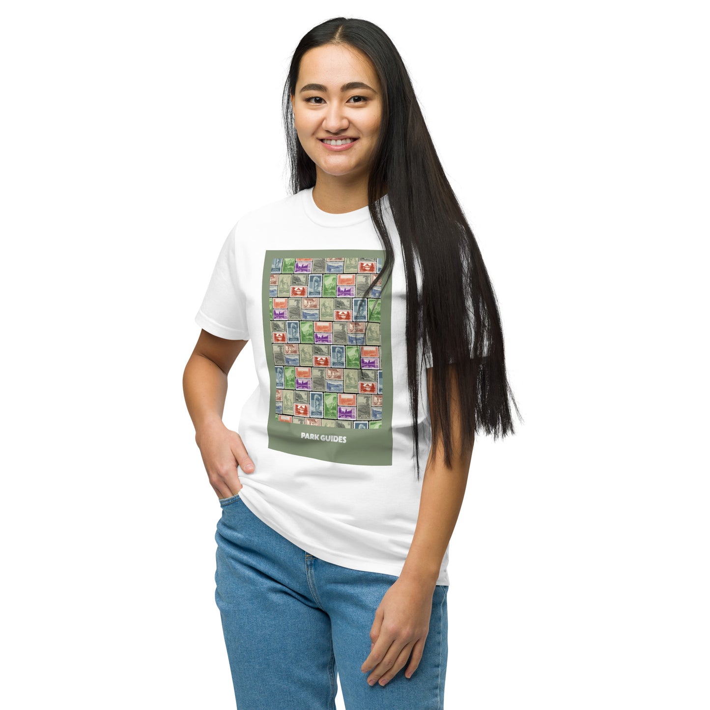 National Park Vintage Post Stamp Organic Cotton Unisex T-Shirt