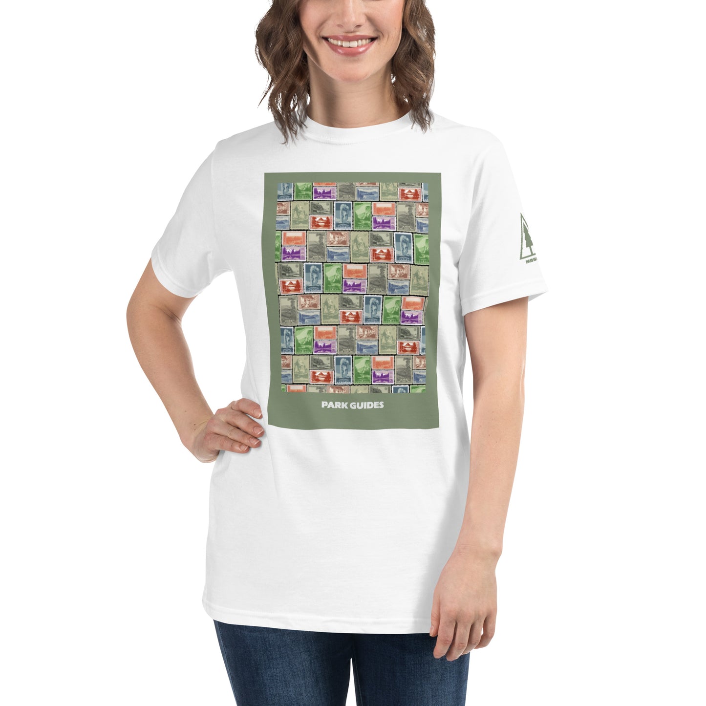 National Park Vintage Post Stamp Organic Cotton Unisex T-Shirt